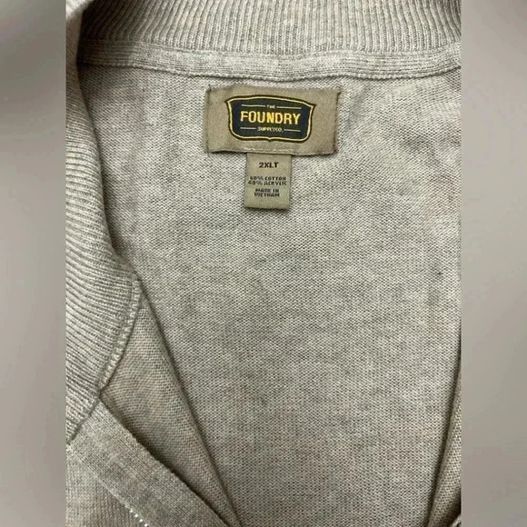 Foundry Supply Quarter Zip Sweater Size 2XLT Tall Beige Long Sleeve Lightweight - Picture 4 of 13